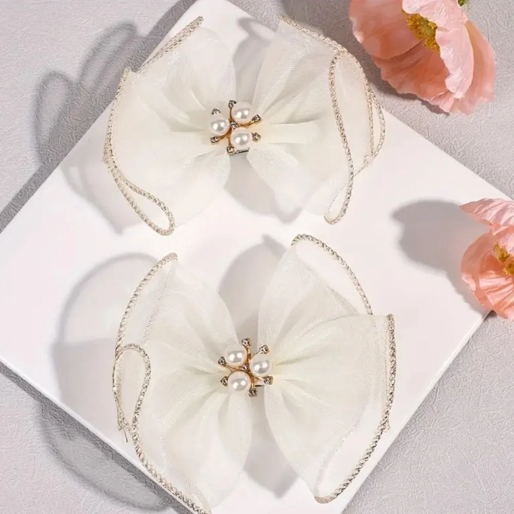 2pcs White pearl bow hair clip New ✨✨✨